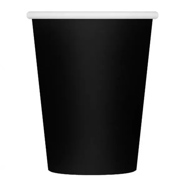 Copo de papel colorido preto, 250 ml, conjunto com 6 unidades
