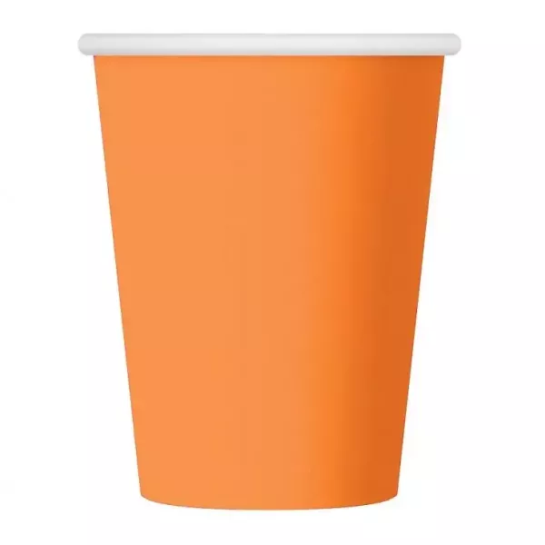 Bicchieri di carta colorati arancioni, 250 ml, confezione da 6