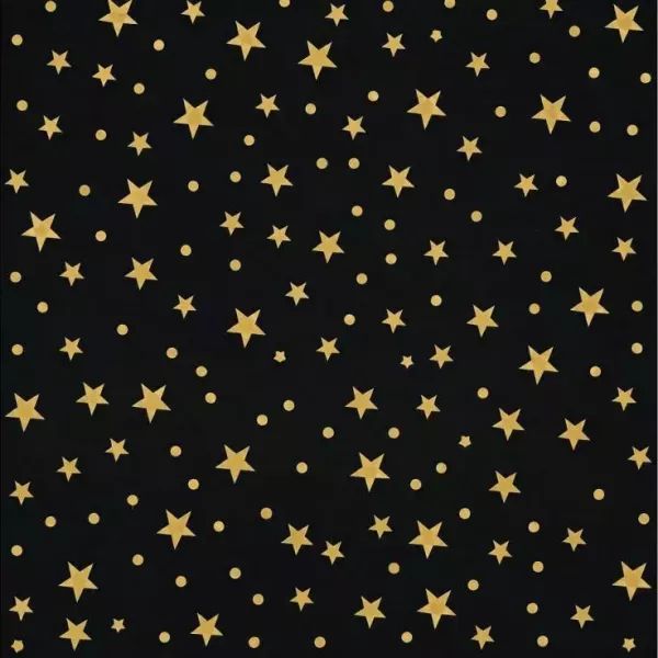 Arany csillagos fekete szalvéta - 33 x 33 cm, 20 db-os