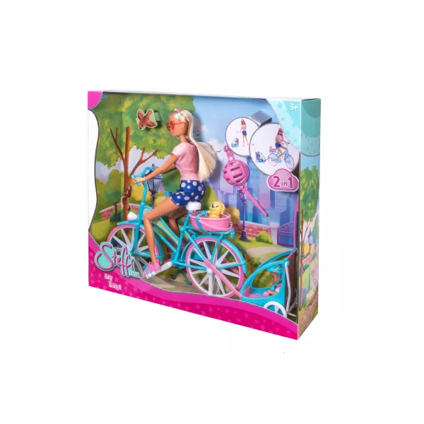 Steffi Love – Poupée cycliste Steffi avec remorque enfant