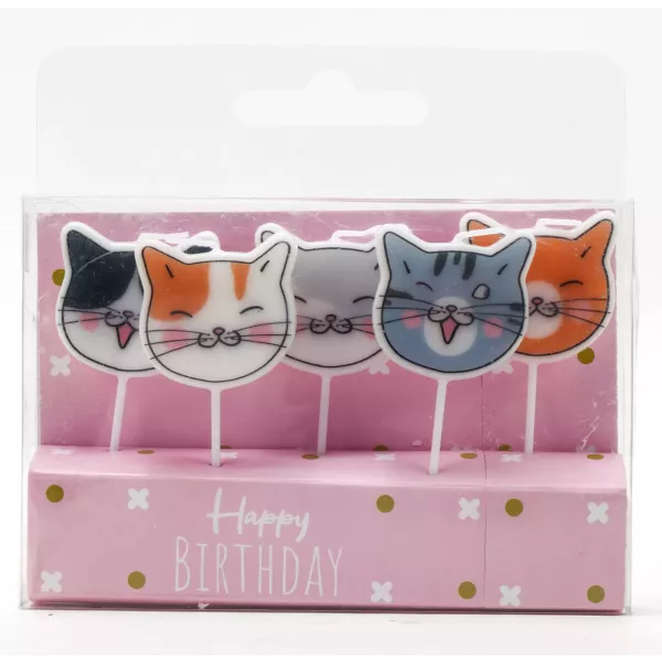 Lustige Katzen-Geburtstagskerzen-Set, 5-teilig