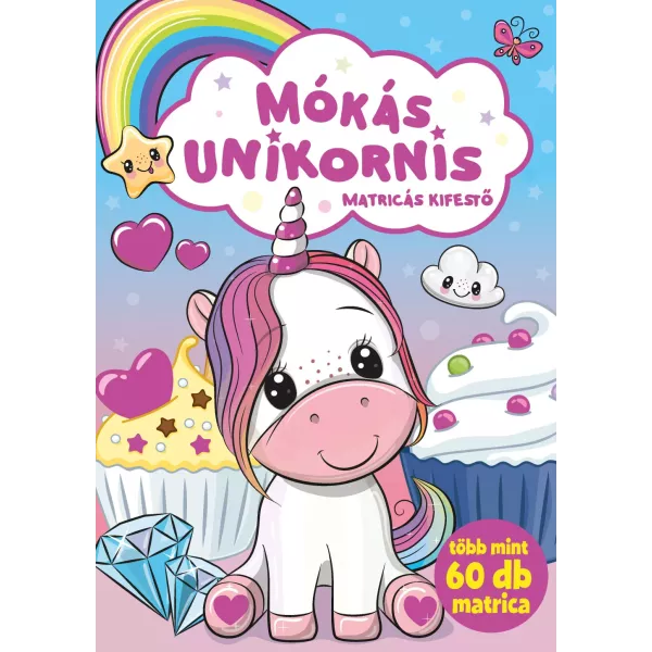 Unicórnio Divertido – livro de colorir com autocolantes - em húngaro