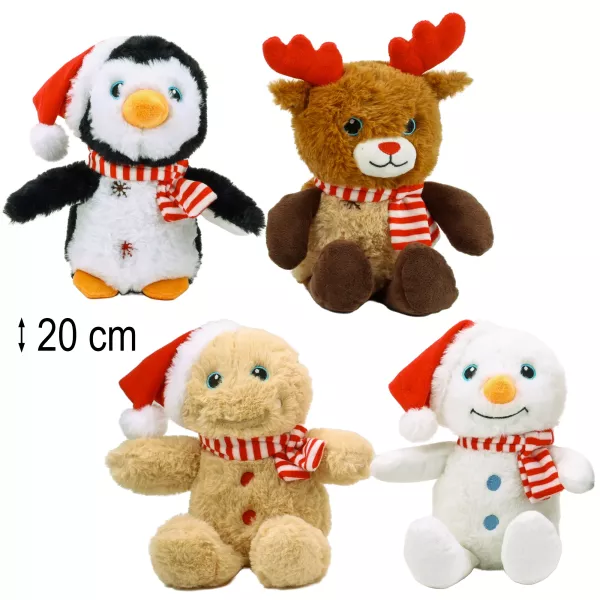Animais sortidos de Natal com cachecol, 20 cm, 4 tipos