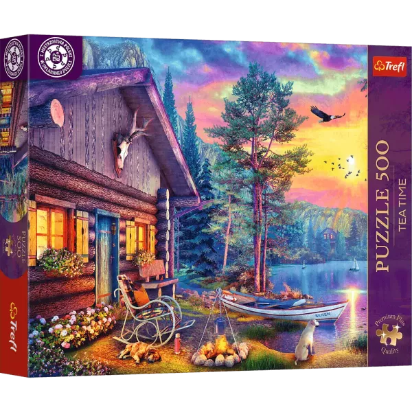 Trefl Premium Plus: Tramonto serale al cottage di legno - puzzle da 500 pezzi