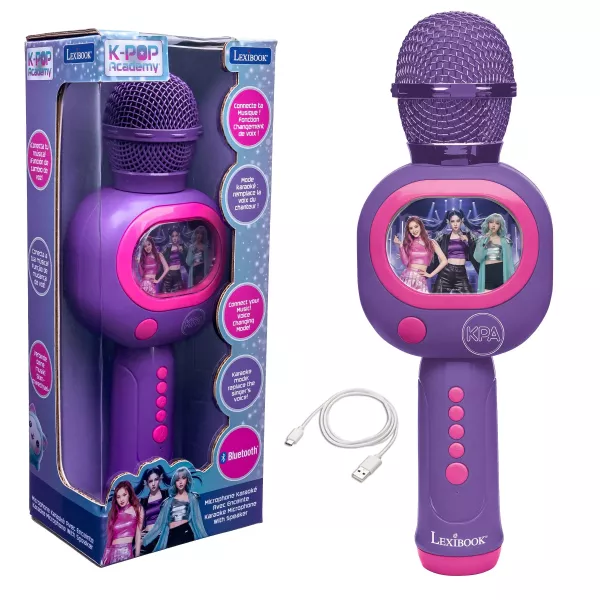 Lexibook: Academie K-Pop microfon karaoke wireless – cu difuzor încorporat și efecte luminoase