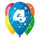 Set van 5 gekleurde ballonnen met het getal 4