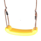 Balanço de plástico com corda e argolas de metal, amarelo.