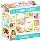 Puzzle misto con cubi, 4 pezzi - Animali della fattoria