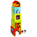 Tooky Toy: Farmos toronyépítő kockák fa állatkákkal