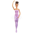 Barbie: Barna hajú balerina baba lila tütüben