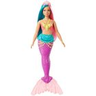 Barbie Dreamtopia: Păpușă sirenă molet cu păr albastru turcoaz-roz
