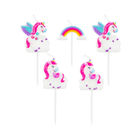 Eenhoorn kaarsen met regenboog - set van 5