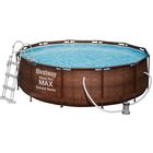 Bestway: Pool Pro Max piscină ratan cu cadru metalic cu scară și circulator de apă - 366 x 100 cm