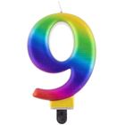 Szivárvány színű születésnapi gyertya, 8 cm - 9