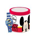 Mickey Mouse: Ceas de mână în cutie de cadou din metal - albastru