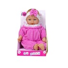 Lissi: Puha testű játékbaba rózsaszín ruhában - 28 cm