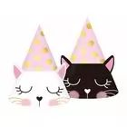Set van 6 hoedjes met kattenmotief - twee soorten