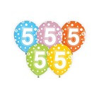 Set de 5 baloane colorate cu buline și cifră - 5