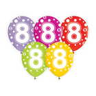 Set de 5 baloane colorate cu buline și cifră - 8