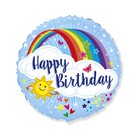 Balon folie cu model curcubeu și inscripție Happy Birthday - 45 cm