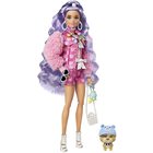 Barbie Fashionistas: Extravagáns lila hajú baba rózsaszín szettben