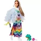 Barbie Fashionistas: grezna brūnmate lelle varavīksnes kleitā