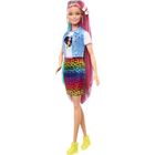 Barbie: Păpușă Barbie cu coafuri panteră sau curcubeu