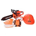 Set gioco motosega con equipaggiamento protettivo