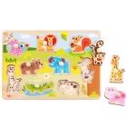 Tooky Toy: Dierenpuzzel met knopjes, 9-delig - Wilde dieren