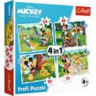 Trefl: O zi frumoasă pentru Mickey - puzzle 4-în-1 de 35, 48, 54, 70 de piese
