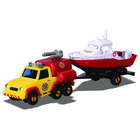 Pompierul Sam: Set de joacă vehicul și remorcă - camion de pompieri și barcă cu motor