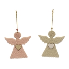 Ornament de brad Înger din pâslă cu inimioară, cu agățător- diferite