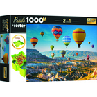 Trefl: Színes hőlégballonok puzzle - 1000 darabos + szortírozó tálca
