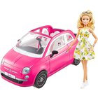 Barbie: Mașinuță Fiat 500 cu păpușă Barbie