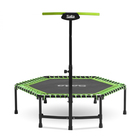Salta: Trambulină fitness cu mâner, hexagonală - 137 cm, verde