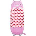 Happy Nappers: Pernă și sac de dormit 2-în-1, mare - Pisică pink