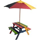 Masă și bănci colorate pentru copii cu umbrelă de soare