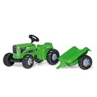 Rolly Kiddy Futura tractor cu pedale și remorcă - verde