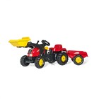Rolly Kid-X: Pedálos markolós traktor utánfutóval - piros