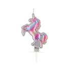 Lumânare unicorn - 10 cm, curcubeu metalizat