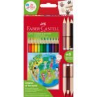 Faber-Castell: Bicolor színes ceruza, 12+3 db-os