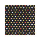 XOXO: Fekete szalvéta arany szívekkel, 20 db - 33 x 33 cm