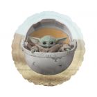 Star Wars: Mandalorian Baby Yoda kerek fólia lufi - 46 cm