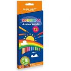 Y-Plus: Rainbow színes ceruza készlet hegyezővel, 12 db-os
