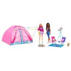 Barbie: Set de joacă Camping cu cort și păpuși