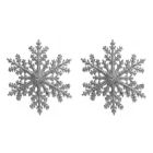 Fulg de zăpada, ornament de crăciun cu agățător, culoare argintie - 3 buc, 14 cm