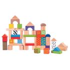 ToyToyToy: Set de blocuri de construcție din lemn colorat - 100 buc