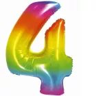 Regenboogkleurige folieballon, 76 cm - cijfer 4