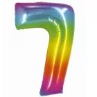 Balon foliowy w kolorze tęczy, 76 cm - cyfra 7