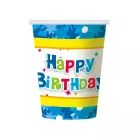 Komplet 6 kartonskih kozarcev z napisom Happy Birthday - modra